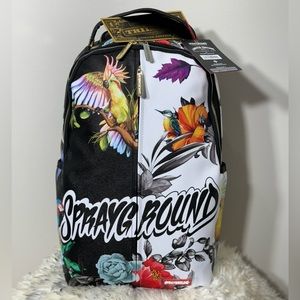 COPY - SPRAYGROUND SHADOW FLIGHT BACKPACK (DLXV) WHITE & BLACK FLOWERS BRAND *N…